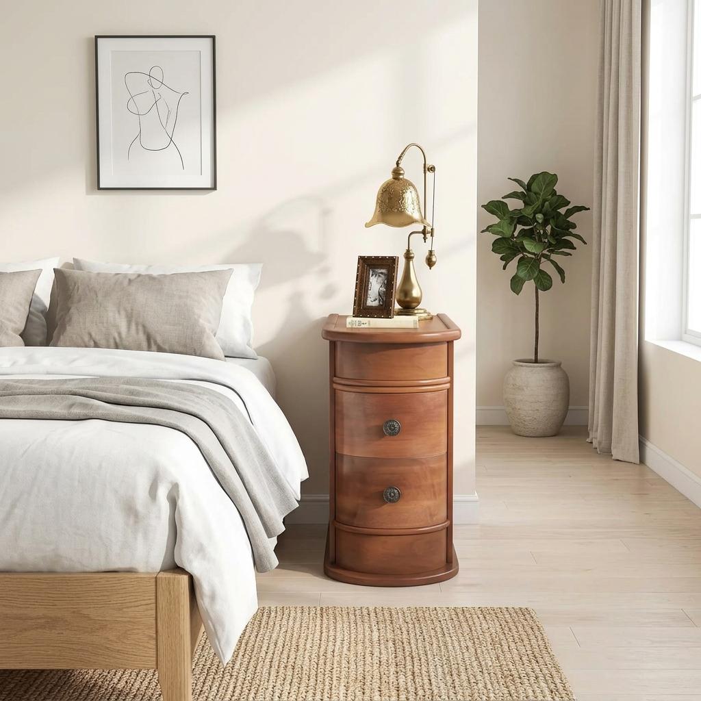 Solid Wood Narrow End Table With Drawers Slim Bedside Sofa Storage ...