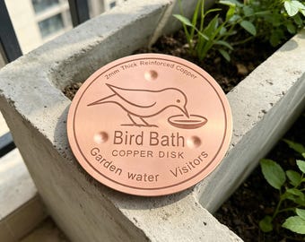 Pure Copper Bird Bath Disk | 4 Inch, 2mm Thick, Triple-Point Support Water Cleaner