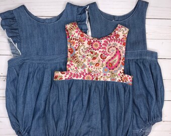 chambray bubble romper