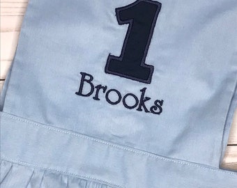 THOMAS corduroy boy bubble romper 1st 2nd 3rd birthday summer classic baby/ heirloom baby/ old fashioned