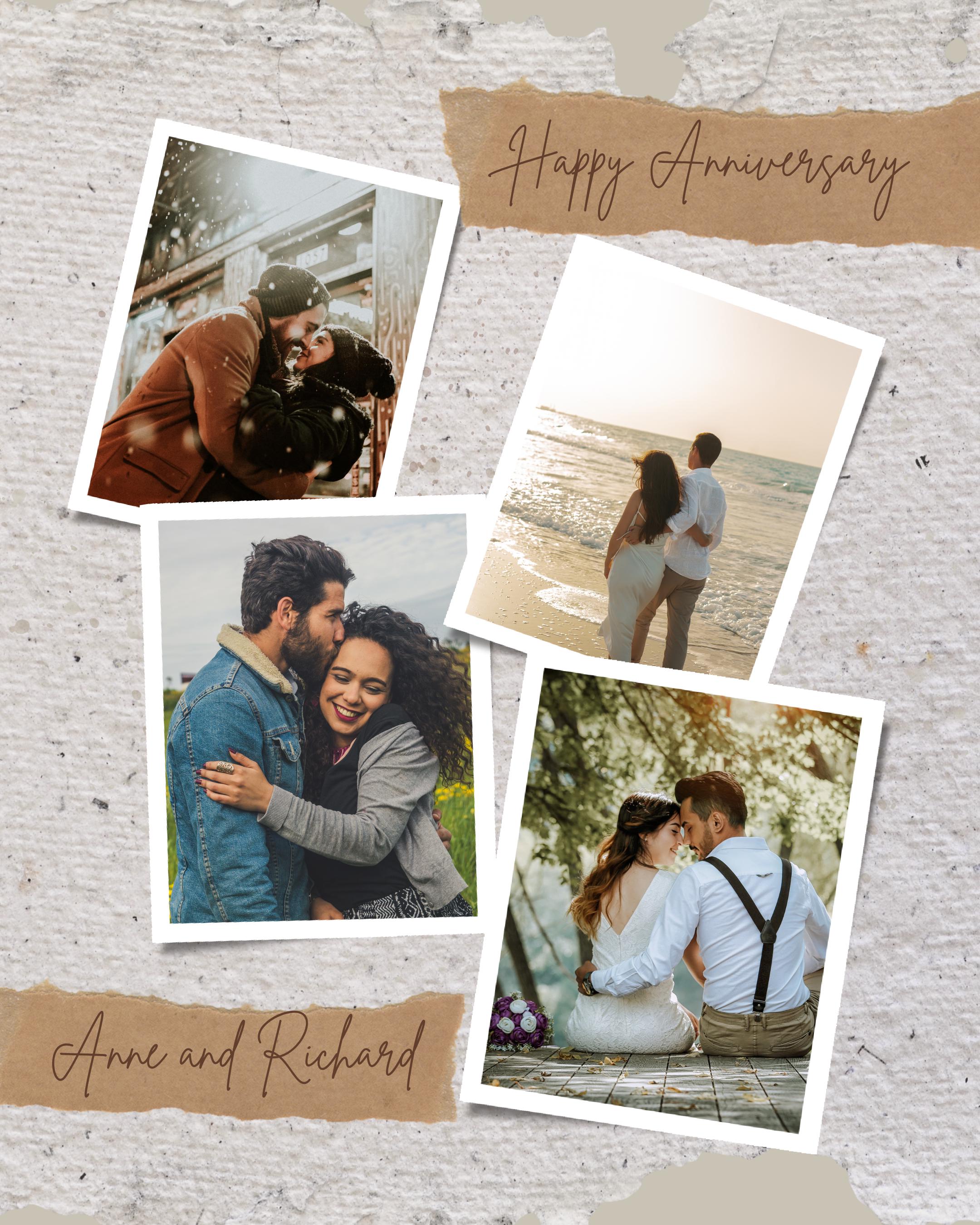Anniversary Photo Collage Template, Romantic Couple Memory Keepsake ...
