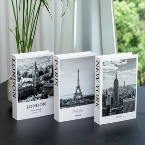 Livres factices Cityscape | Décoration sur le thème du voyage | Boîte présentoir moderne