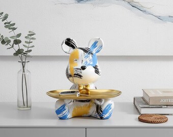 Porte-plateau ours | Figurine d'art abstrait, accent de décoration moderne