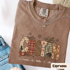 Custom Leopard print, winter, cat Personalized Shirt  Cat  Leopard Print Patchwork-Style Lettering Comfort Colors® 1717