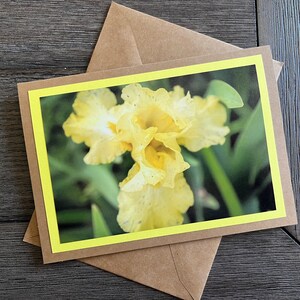 黄色の花柄の写真付きノートカード | 文房具