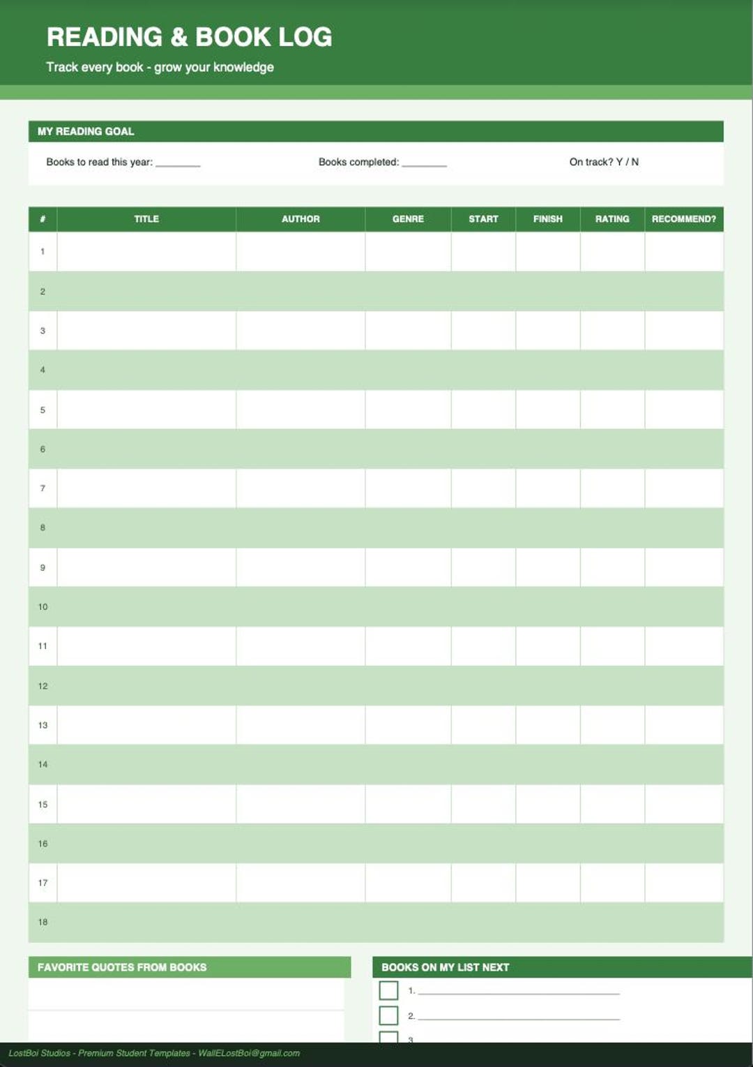 Book Log Reader Reading Log Printable | Book Tracker Journal (instant Download) - Etsy