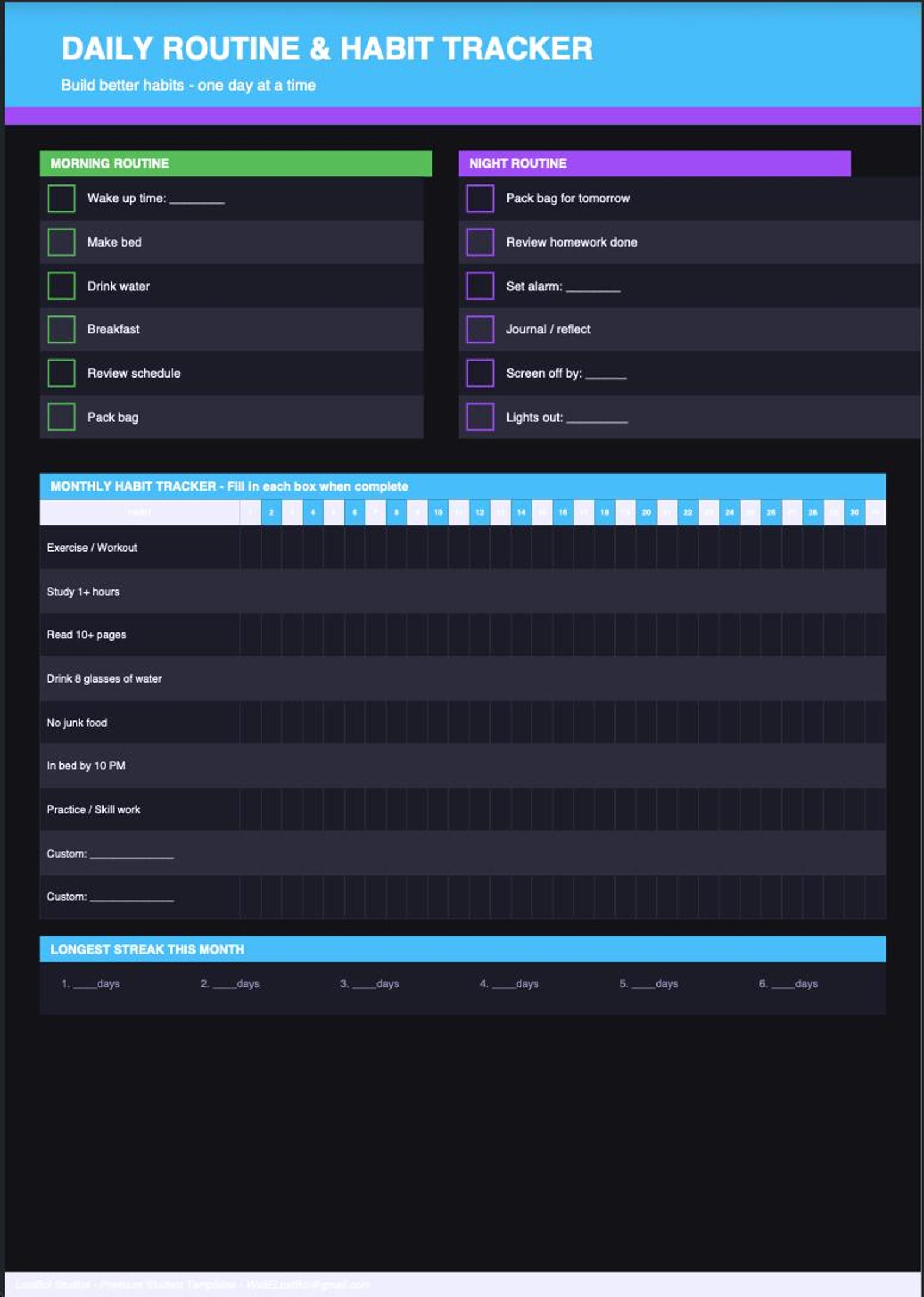 Daily Routine & Habit Tracker | Monthly Planner (instant Download) - Etsy