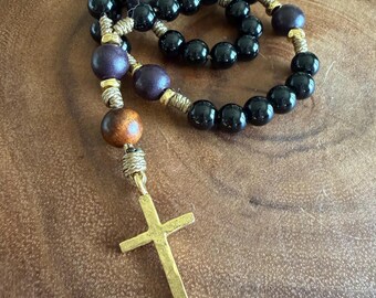 Allhallowtide | Dark Academia Onyx | Christian Meditation | Protestant Fallowtide Prayer Beads