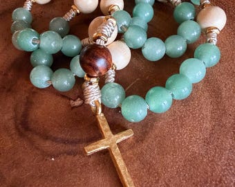 Ordinary Time | Fallowtide Protestant Prayer Beads |  Green Aventurine