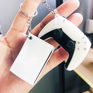 PS5 and Controller Keychain PlayStation Keyring Gaming Bag Pendant Cute Gamer Accessory Gift for Gamers