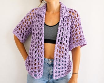 Crochet Cardigan Pattern PDF, Mesh Crochet Cardigan, Beginner Crochet Pattern, Instant Download Small to 3XLarge
