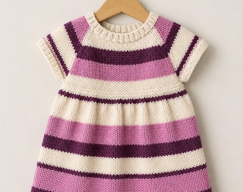 Knitted Baby Dress PDF Pattern – Newborn to Toddler Sizes Instant Download