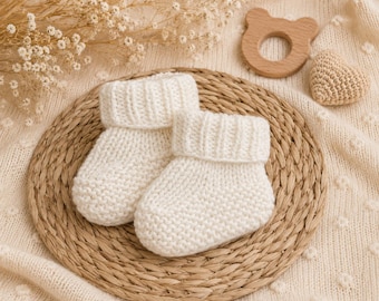Easy Baby Booties Knitting Pattern | Beginner Folded Cuff Knit Boots (PDF Download) Preemie (Newborn-0-3m-6m-12m-18m)
