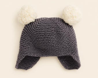 Easy Knit Pompom Baby Hat 6-24 months PDF Pattern Instant Download