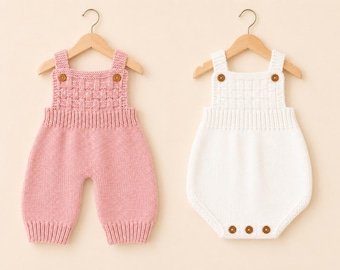 Easy Knit baby jumpsuit & romper Knitting Pattern PDF Instant Download