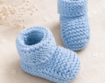 Easy Baby Booties Knitting Pattern | Beginner Folded Cuff Knit Boots (PDF Download)