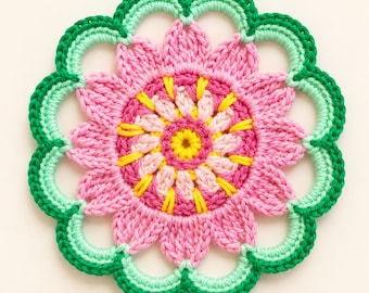 Crochet Flower Coaster Pattern PDF Instant Download