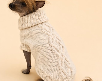 Cable Dog Sweater Knitting Pattern | Cozy Turtleneck Pet Knitwear (PDF Download)