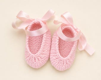 Easy Knit Baby Ballet Shoes PDF Pattern Instant Download
