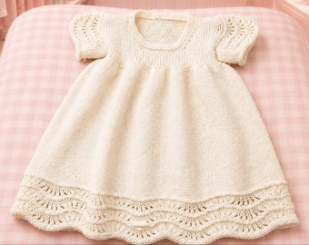 Baby Dress Knitting Pattern | Textured Lace, Beginner Friendly (PDF Download) 3months to 8yrs