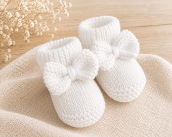 Knitted Baby Booties PDF Pattern | Bow Detail, Beginner Friendly (Digital Download) 0 - 6 Months