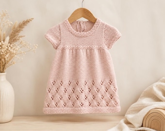 Baby Dress Knitting Pattern | Textured Lace, Beginner Friendly (PDF Download) 0-7 Years