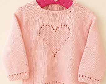 Sweet Heart Knitted Jumper Baby Jumper Knitting PDF Pattern