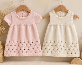 Easy Baby Dress Knitting Pattern | Textured Lace, Two Styles (PDF Download)