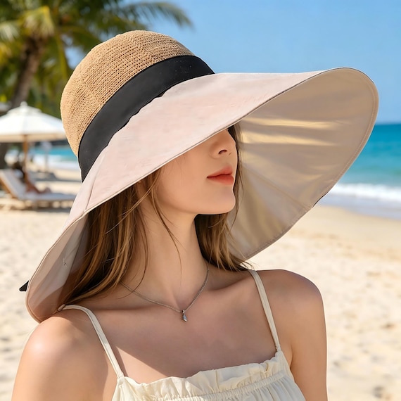 Wide Brim Straw Sun Hat Women, UPF50+ UV Protection Hat, Bow  display picture 1