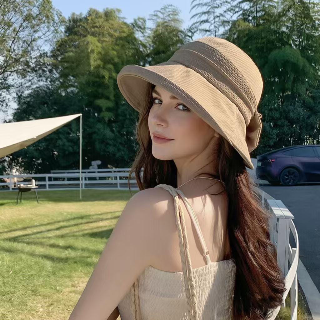 Bowknot Bucket Hat for Women, Wide Brim UV Protection Sun  display picture 2