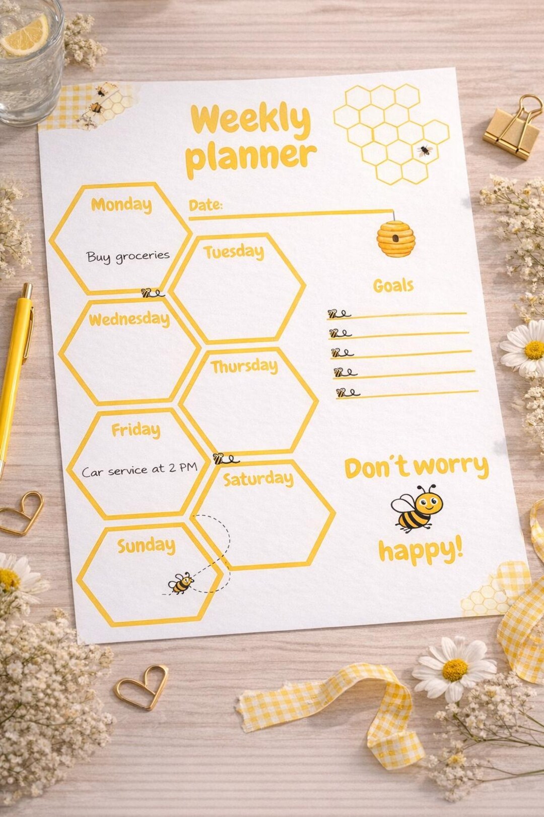 Bee Weekly Planner Printable - Etsy