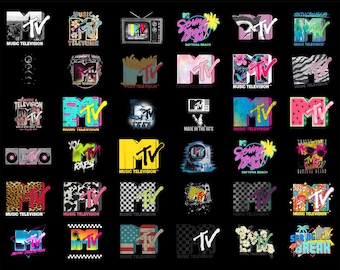 MTV Graphic Bundle, Retro 80s 90s Music Television PNG Files, Digital Download