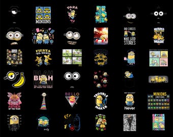 Pacote de PNGs dos Minions, Clipart de Personagens de Desenho Animado, Arquivos PNG Transparentes de Alta Resolução, Design para Sublimação Cricut, Download Instantâneo