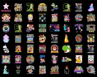 Pacote de imagens PNG do Super Mario, PNGs em camadas do Super Mario, arquivo para Cricut, PNG da Princesa Peach, PNG do Luigi, SVG do Mario, imagens do Mario Kart