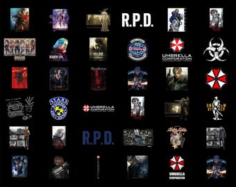 Resident Evil Halftone PNG Bundle, Zombie Horror Game Characters, DTF DTG T Shirt Graphics, Gamer Streetwear Designs Digital Download