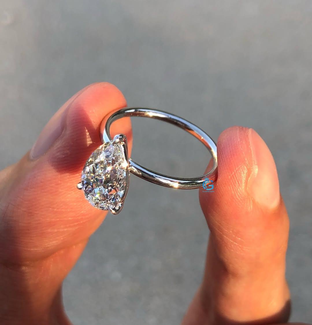 Pear Cut 3 Carat IGI Certified Lab Grown Diamond Engagement Ring, 14K ...