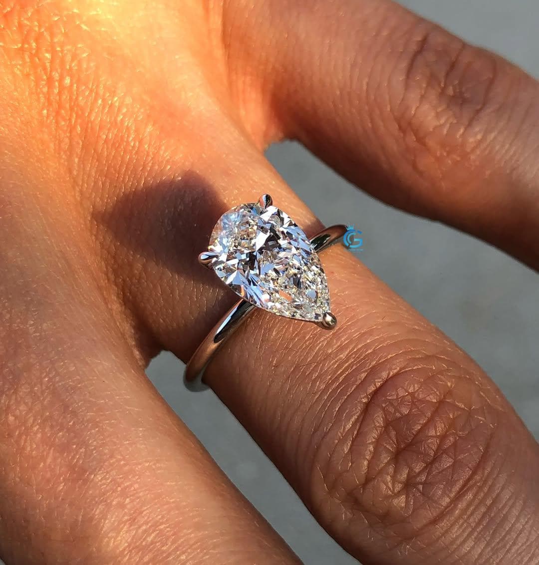 Pear Cut 3 Carat IGI Certified Lab Grown Diamond Engagement Ring, 14K ...