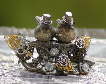 Steampunk Bird Alternative Cake Topper Wedding Decor Goth