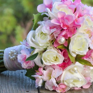 LARGE or Medium  Sakura Cherry Blossom SILK Wedding Bouquet Blush Pink Large