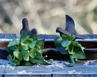 Kate's Shamrock Silk Clover Saint Patrick Irish Green Boutonniere or Corsage