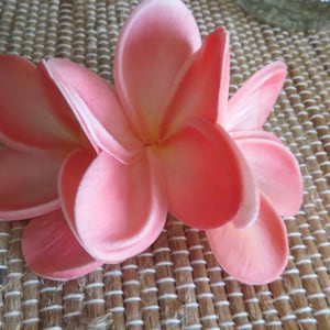 3 flower Tropical Hair Comb Pink or White Plumeria Real Touch Wedding