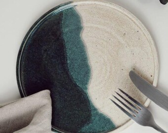 三色セラミックプレート – 手作りの手描きカスタマイズ可能な職人技の食器 中サイズ 4枚セット