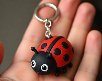 Tiny Ladybug Charm, Hand Painted 3D Printed Keepsake, Single Botanical Keychain Accessory