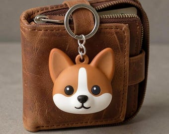 Tiny Dog Face Charm - Hand-Painted Miniature Canine Keychain - Single Sculpted Pet Accessory