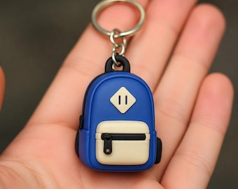 Miniature Backpack Charm, Hand-Painted 3D Printed Figurine, Detailed Rucksack Keychain for Daily Carry