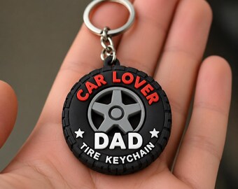 Realistic Tire Keychain, Single Automotive Accessory for Dad, Hand-Painted 3D Printed Car Enthusiast Gift