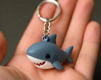 Tiny Shark Keychain, Hand-Painted 3D Printed Marine Accessory, Realistic Aquatic Charm for Everyday Carry