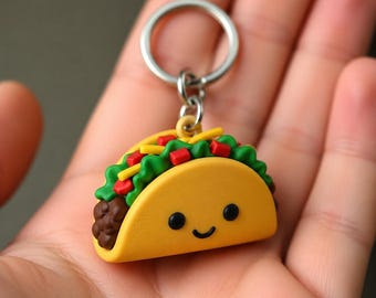 Mini Taco Keychain, Hand-Painted 3D Printed Food Charm, Single Realistic Snack Trinket