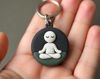 Minimalist Zen Circle Keychain, Hand-Painted Round Meditation Charm for Keys, Single Modern Buddhist Geometry Accessory