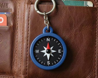 Miniature Compass Keychain, Hand-Painted Nautical Accessory, Single 3D Printed Explorer Charm
